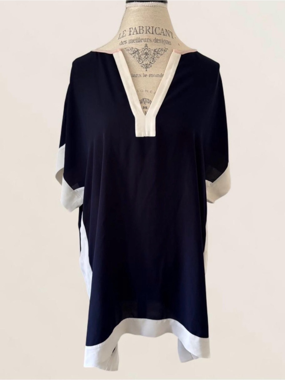 J.Crew Navy White Trim Beach Cover Up Tunic - Size S